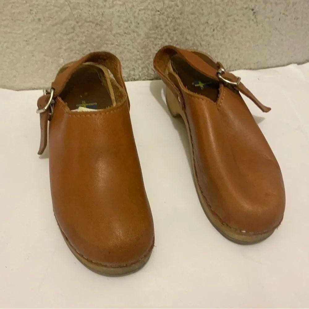 Swedish Leather Clogs Womens Sweden tan  EUR 36